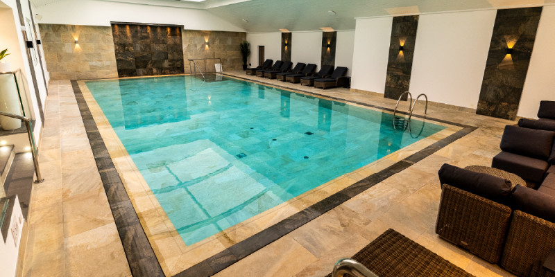 Indoor swimming pool with impressive tiling